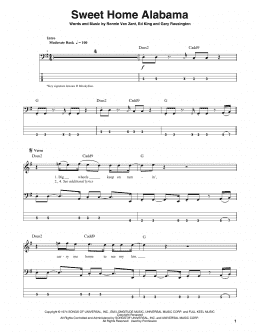 page one of Sweet Home Alabama (Bass Guitar Tab)