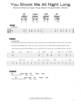 page one of You Shook Me All Night Long (Really Easy Guitar)