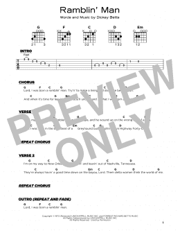 page one of Ramblin' Man (Really Easy Guitar)