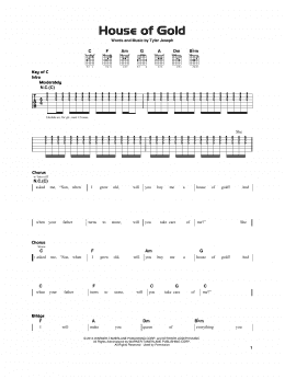 page one of House Of Gold (Really Easy Guitar)