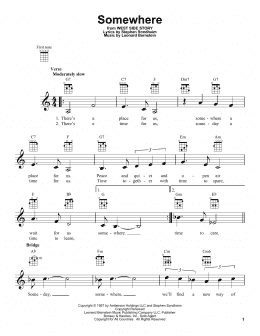 page one of Somewhere (from West Side Story) (Ukulele)