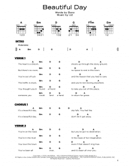 page one of Beautiful Day (Really Easy Guitar)