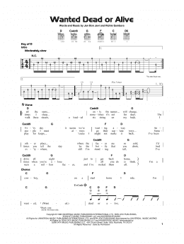 page one of Wanted Dead Or Alive (Really Easy Guitar)