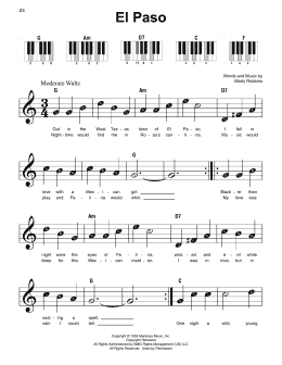 page one of El Paso (Super Easy Piano)