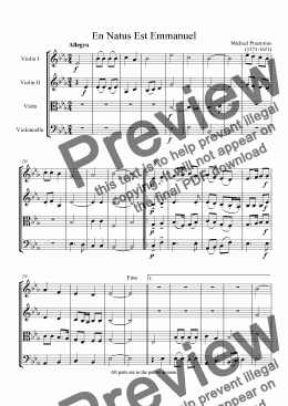 page one of En Natus Es Emmanuel (Easy string quartet)