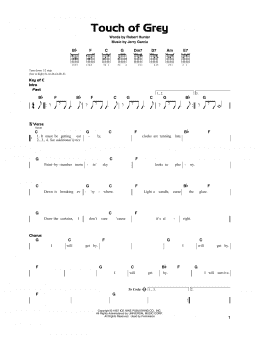 page one of Touch Of Grey (Really Easy Guitar)