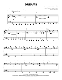 page one of Dreams (Easy Piano)