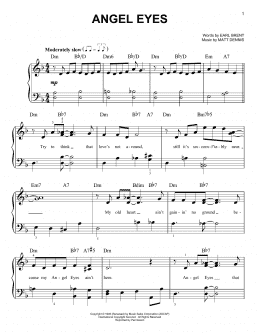 page one of Angel Eyes (Easy Piano)