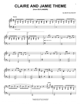 page one of Claire And Jamie Theme (from Outlander) (Piano Solo)