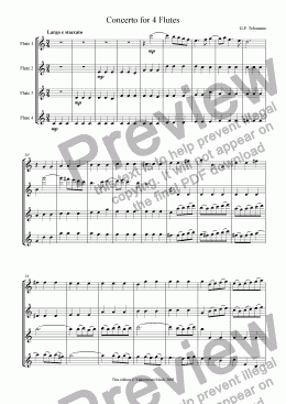 page one of Concerto for 4 Flutes