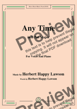 page one of Herbert Happy Lawson-Any Time,in B flat Major,for Voice and Piano