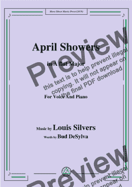 page one of Louis Silvers-April Showers,in A flat Major,for Voice and Piano