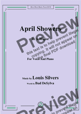 page one of Louis Silvers-April Showers,in A Major,for Voice and Piano