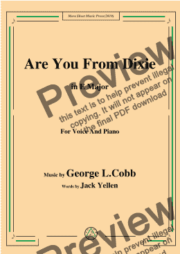 page one of George L. Cobb-Are You From Dixie,in E Major,for Voice and Piano