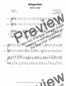 page one of Wiegenlied (Brahms' Lullaby) (Duet for C-Instruments)