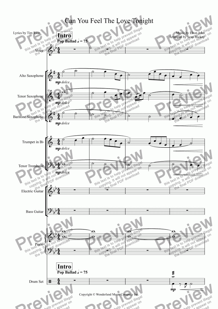 Can You Feel The Love Tonight Download Sheet Music Pdf File