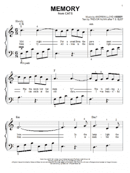 page one of Memory (from Cats) (Big Note Piano)