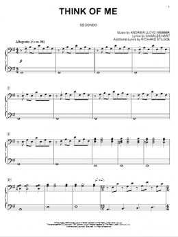 page one of Think Of Me (from The Phantom Of The Opera) (Piano Duet)