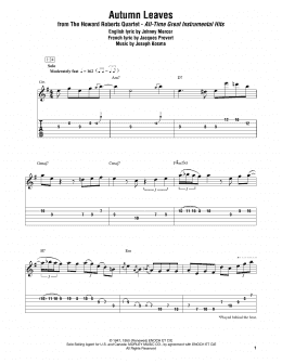 page one of Autumn Leaves (Electric Guitar Transcription)