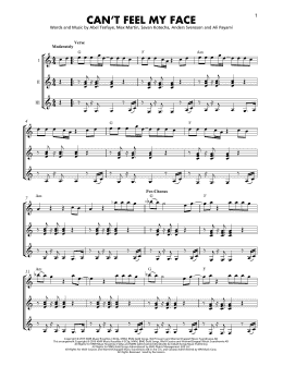 page one of Can't Feel My Face (Guitar Ensemble)