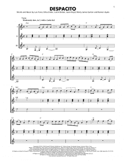 page one of Despacito (Guitar Ensemble)