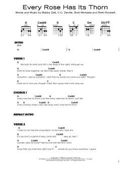 page one of Every Rose Has Its Thorn (Really Easy Guitar)