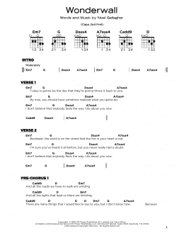 page one of Wonderwall (Really Easy Guitar)