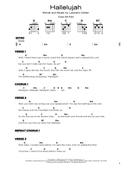 page one of Hallelujah (Really Easy Guitar)