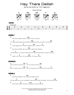 page one of Hey There Delilah (Really Easy Guitar)