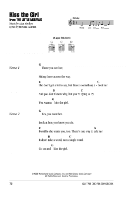 page one of Kiss The Girl (from The Little Mermaid) (Guitar Chords/Lyrics)