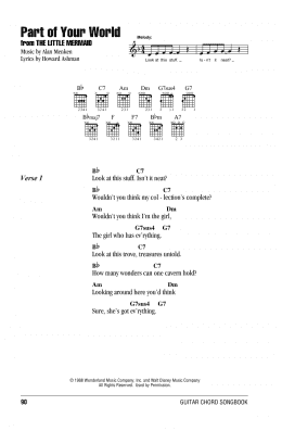 page one of Part Of Your World (from The Little Mermaid) (Guitar Chords/Lyrics)