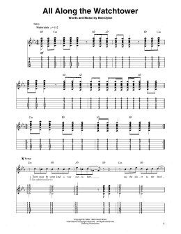 page one of All Along The Watchtower (Guitar Tab (Single Guitar))