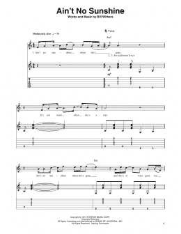 page one of Ain't No Sunshine (Guitar Tab (Single Guitar))