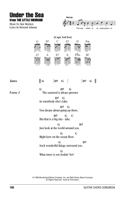 page one of Under The Sea (from The Little Mermaid) (Guitar Chords/Lyrics)