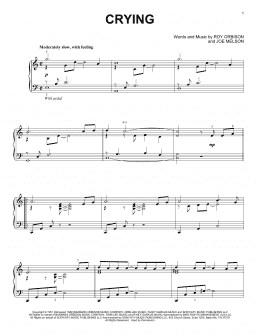 page one of Crying (Piano Solo)