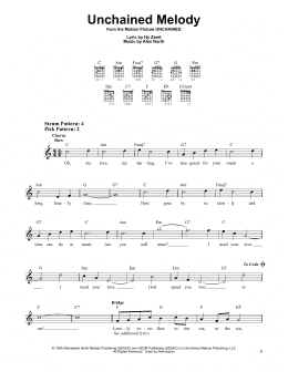 page one of Unchained Melody (Easy Guitar)