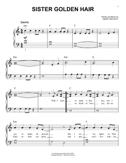 page one of Sister Golden Hair (Very Easy Piano)