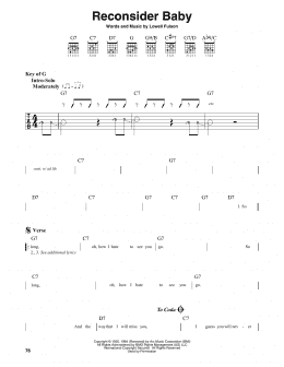 page one of Reconsider Baby (Guitar Cheat Sheet)