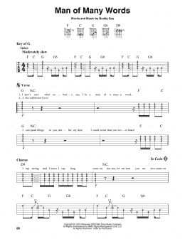 page one of Man Of Many Words (Guitar Cheat Sheet)