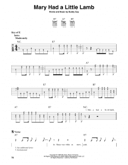 page one of Mary Had A Little Lamb (Guitar Cheat Sheet)