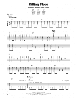 page one of Killing Floor (Guitar Cheat Sheet)