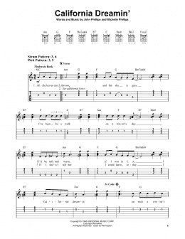 page one of California Dreamin' (Easy Guitar Tab)