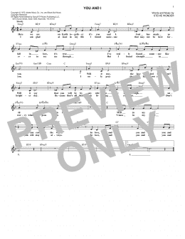 page one of You And I (Lead Sheet / Fake Book)