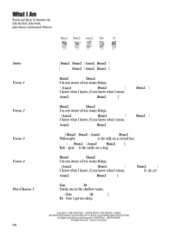 page one of What I Am (Ukulele Chords/Lyrics)