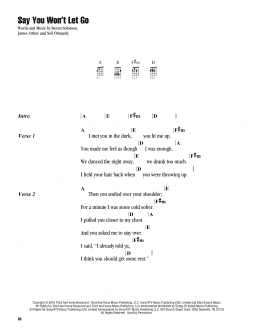 page one of Say You Won't Let Go (Ukulele Chords/Lyrics)