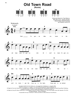 page one of Old Town Road (Remix) (Super Easy Piano)