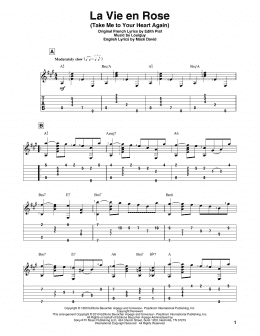 page one of La Vie En Rose (Take Me To Your Heart Again) (Solo Guitar)