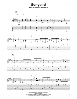 page one of Songbird (Solo Guitar)