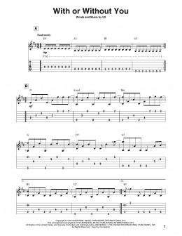 page one of With Or Without You (Solo Guitar)