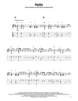 page one of Hello (Solo Guitar)